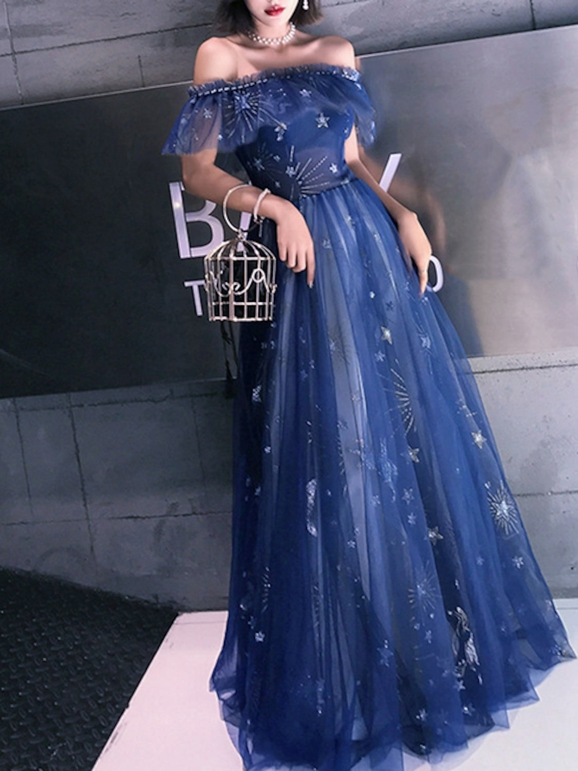 A-Line Princess Sleeveless Off-the-Shoulder Satin Ruffles Floor-Length Red Prom Dresses