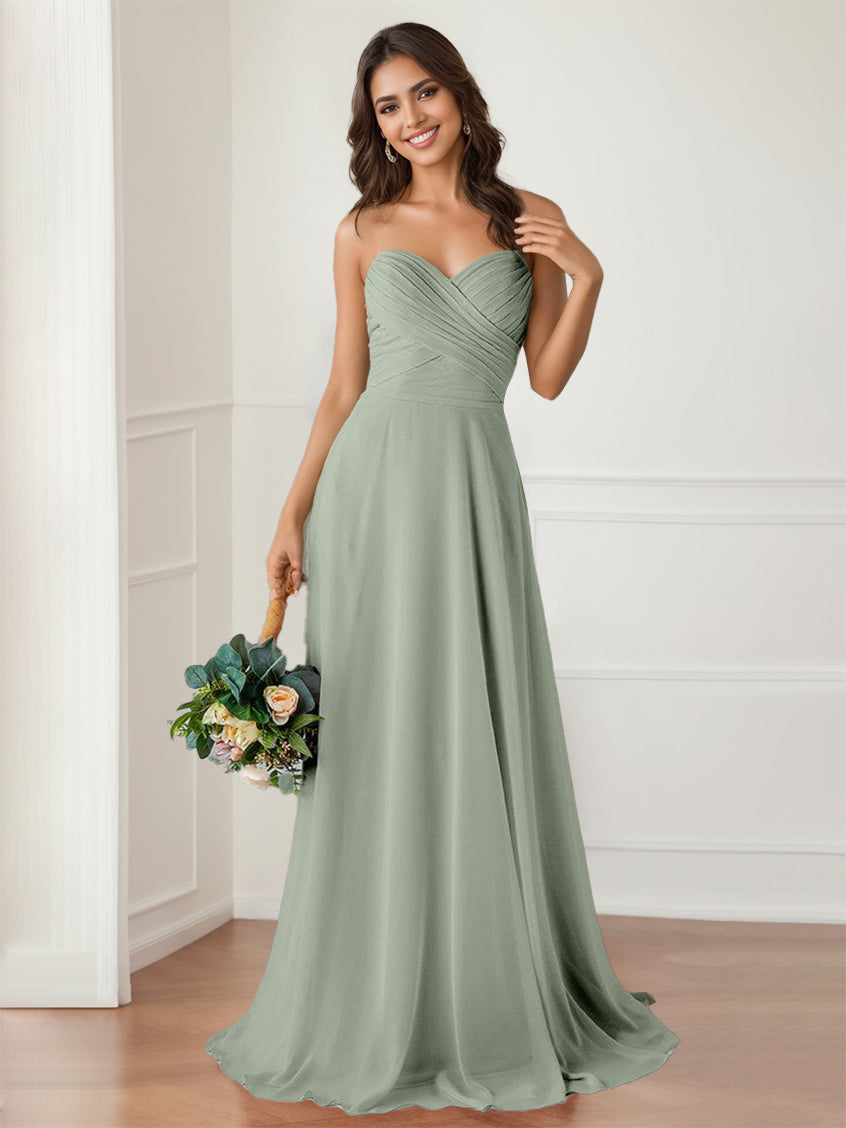 A Line/Princess Strapless Sweetheart Neck Sleeveless Floor-Length Brid