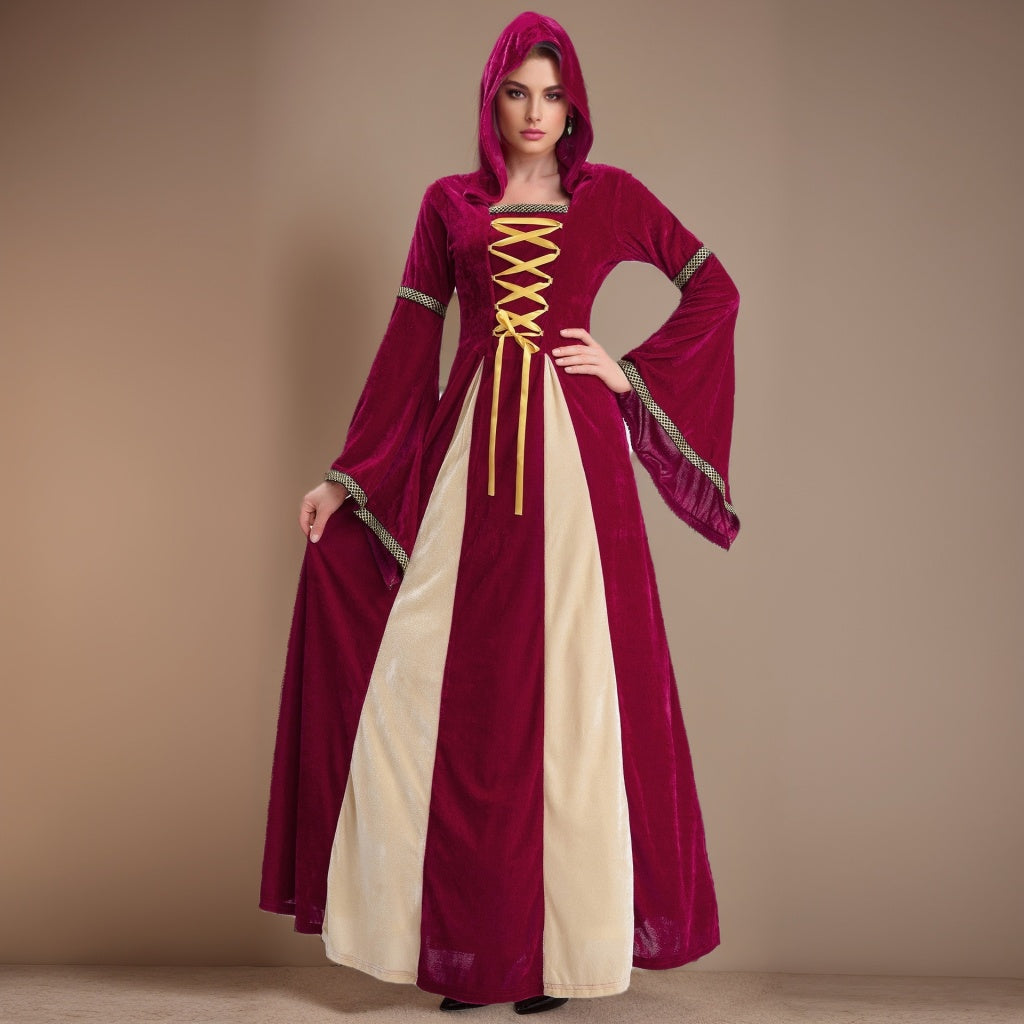 strapless open back dress Deep Red Maid Marion Long Renaissance Costume main image 0