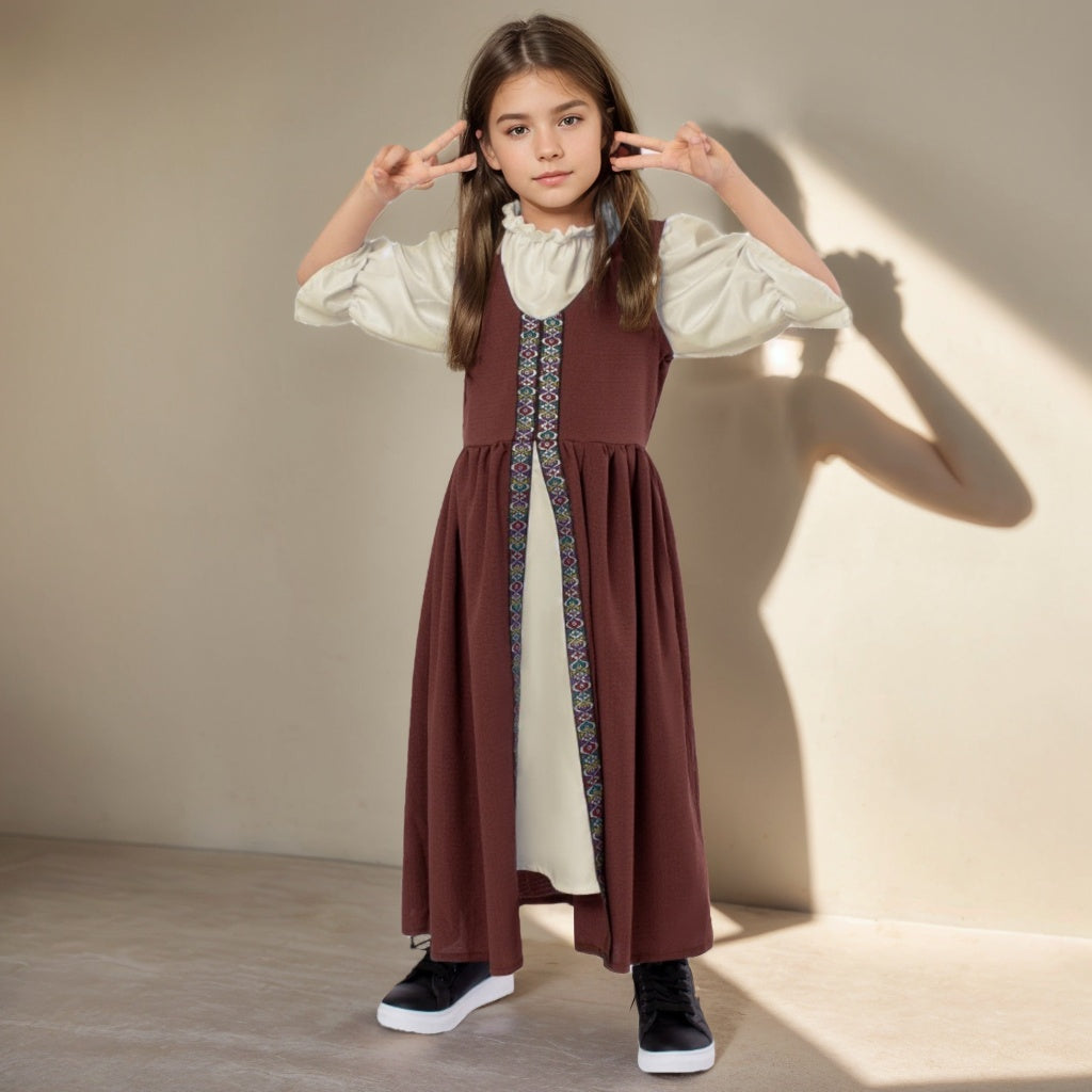 Girl's A-Line/Princess Jewel Neck Short Sleeves Ankle-Length Medieval