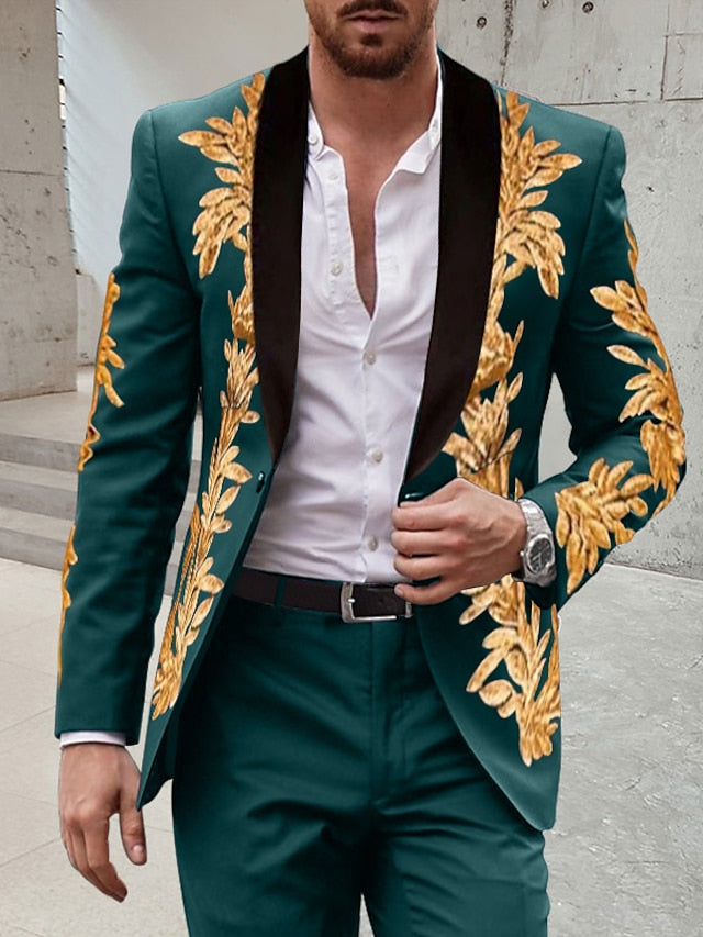 Men's Tailored Fit 2 Pieces Single Breasted Two-Buttons Notched Lapel Wedding Prom Suits