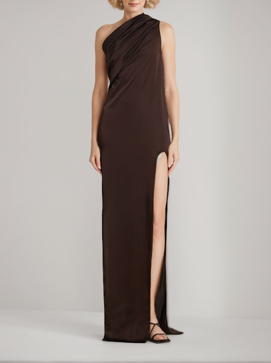 Sheath/Column One-Shoulder Sleeveless Ruched Wedding Guest Dresses main image 0