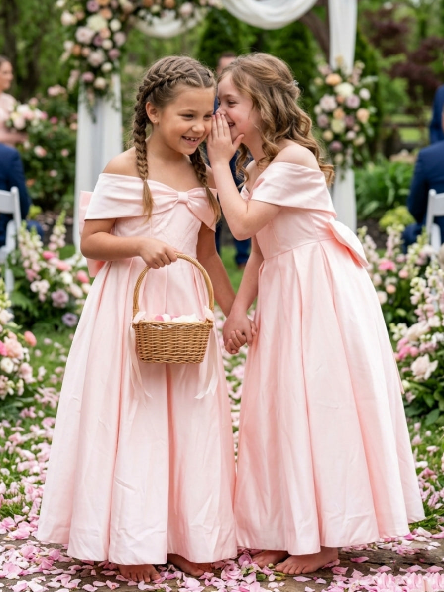bridesmaid dresses junior uk A-Line/Princess Off-the-Shoulder Floor-Length Sleeveless Satin junior bridesmaid dresses for 10 year olds