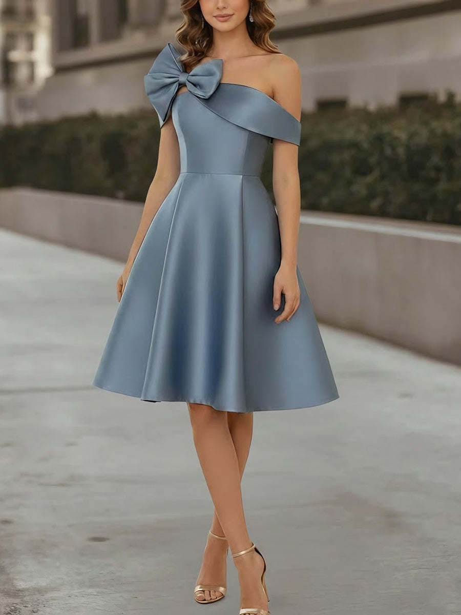 knee length formal dresses uk A-Line/Princess Off-the-Shoulder Satin Cocktail Sleeveless Kne elegant knee length formal dresses