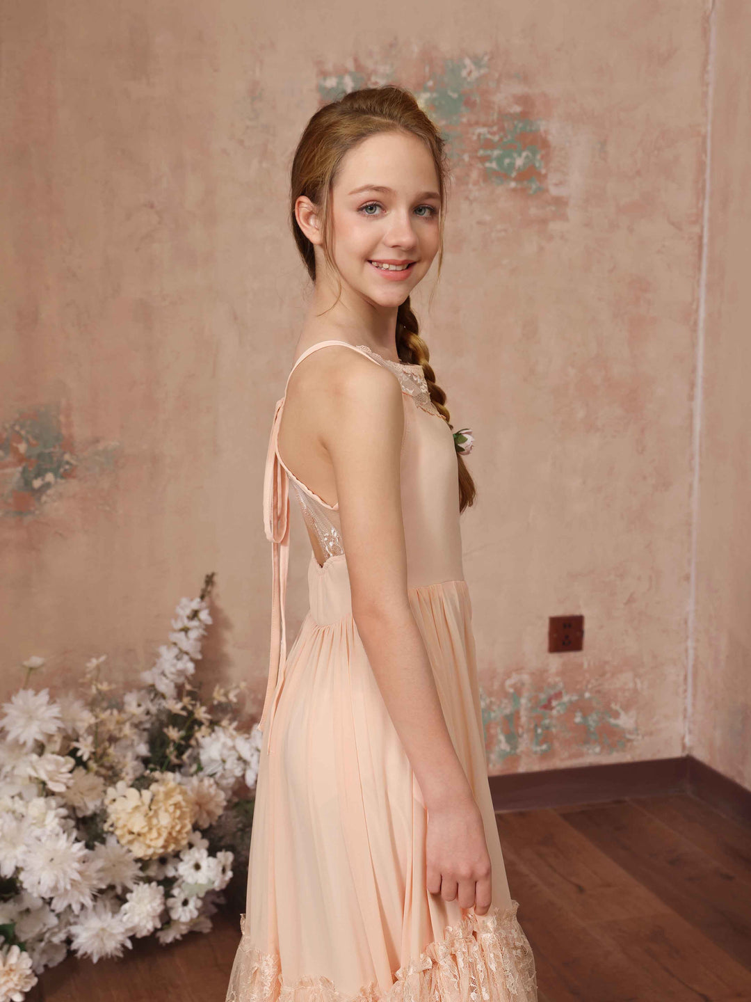 A-Line/Princess Chiffon Sleeveless Scoop Neck Floor-Length Flower Girl Dresses