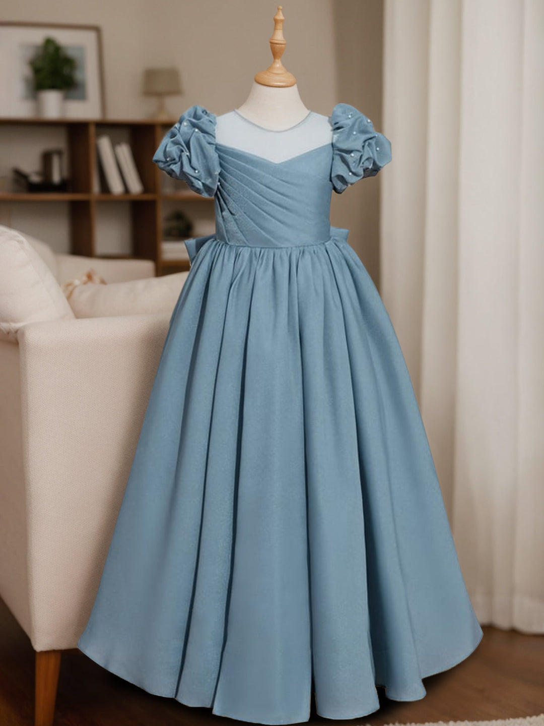 A-Line/Princess Scoop Neck Short Sleeves Floor-Length Flower Girl Dress with Ruffles