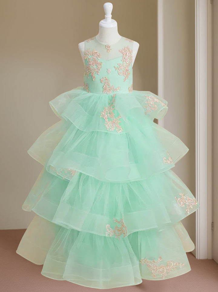 Ball-Gown Scoop Neck Sleeveless Floor-Length Flower Girl Dress