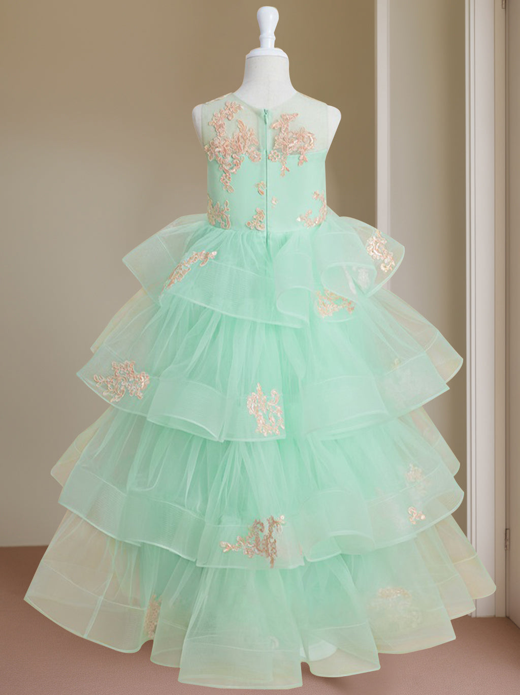 Ball-Gown Scoop Neck Sleeveless Floor-Length Flower Girl Dress