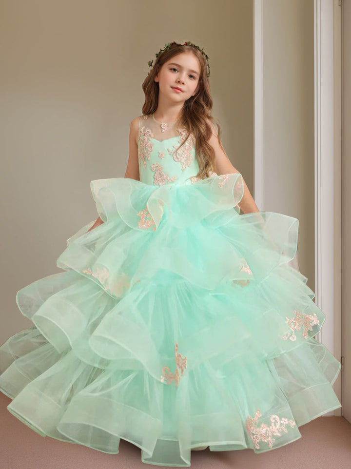 Ball-Gown Scoop Neck Sleeveless Floor-Length Flower Girl Dress