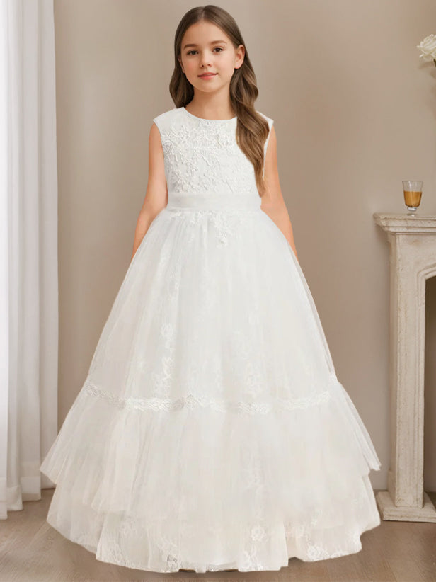 Ball-Gown Scoop Neck Sleeveless Floor-Length Flower Girl Dress