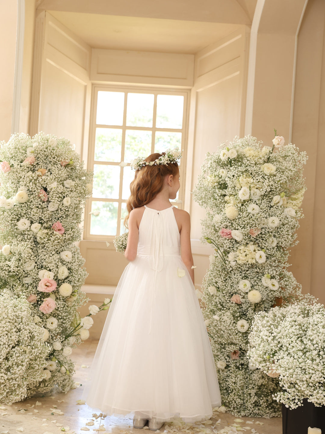 Ball-Gown Scoop Sleeveless Ankle-Length Flower Girl Dresses With Tulle