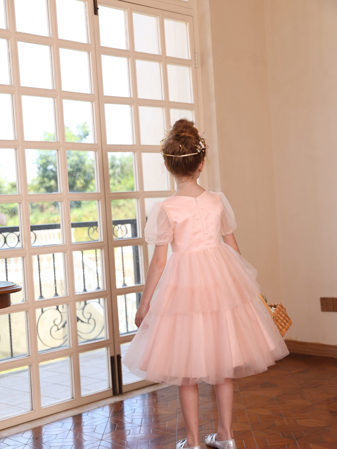 Ball-Gown Scoop Short Sleeves Knee-Length Tulle Flower Girl Dresses