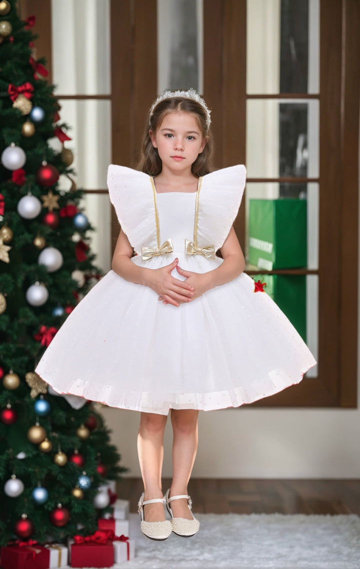 Ball-Gown Square Neck Sleeveless Knee-Length Flower Girl Dress with Lace & Bowknot