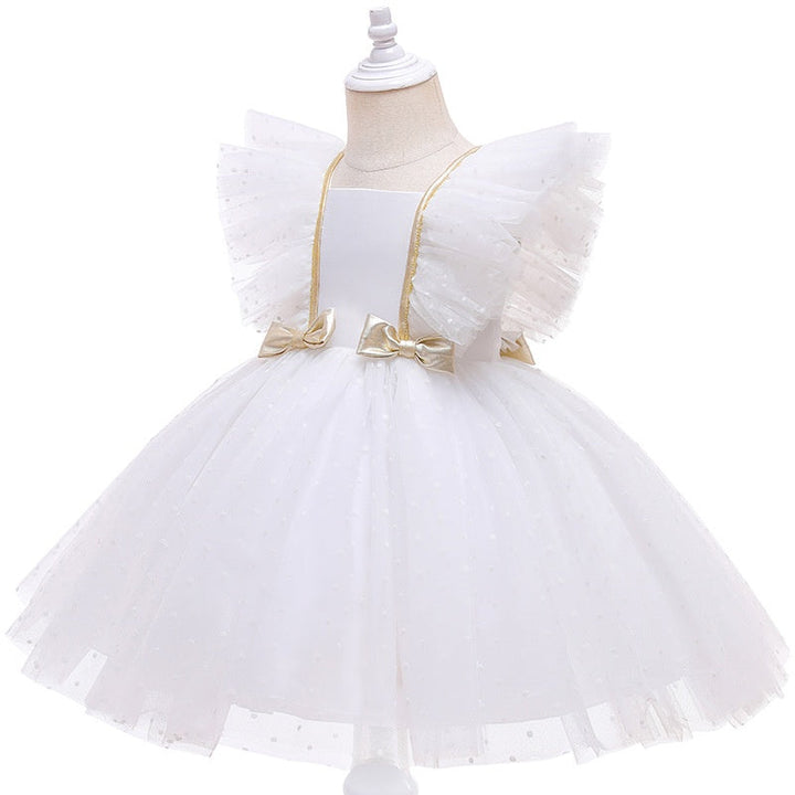 Ball-Gown Square Neck Sleeveless Knee-Length Flower Girl Dress with Lace & Bowknot