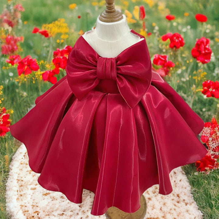 Ball-Gown Scoop Neck Sleeveless Knee-Length Flower Girl Dress with Bow