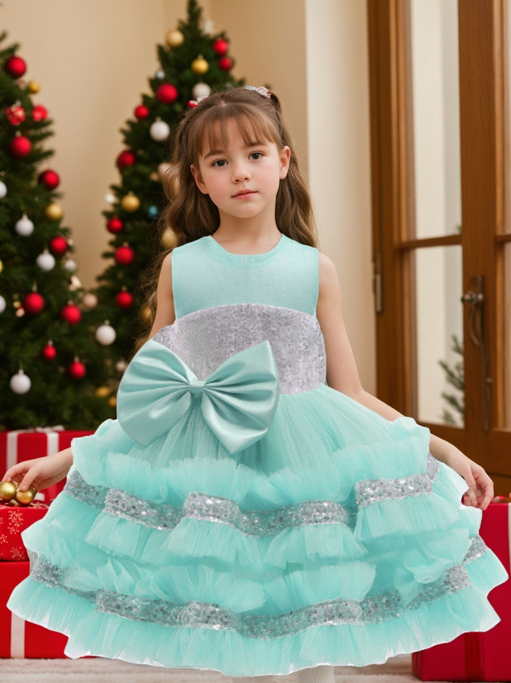 Ball-Gown Scoop Neck Sleeveless Knee-Length Flower Girl Dress with Bowknot & Lace