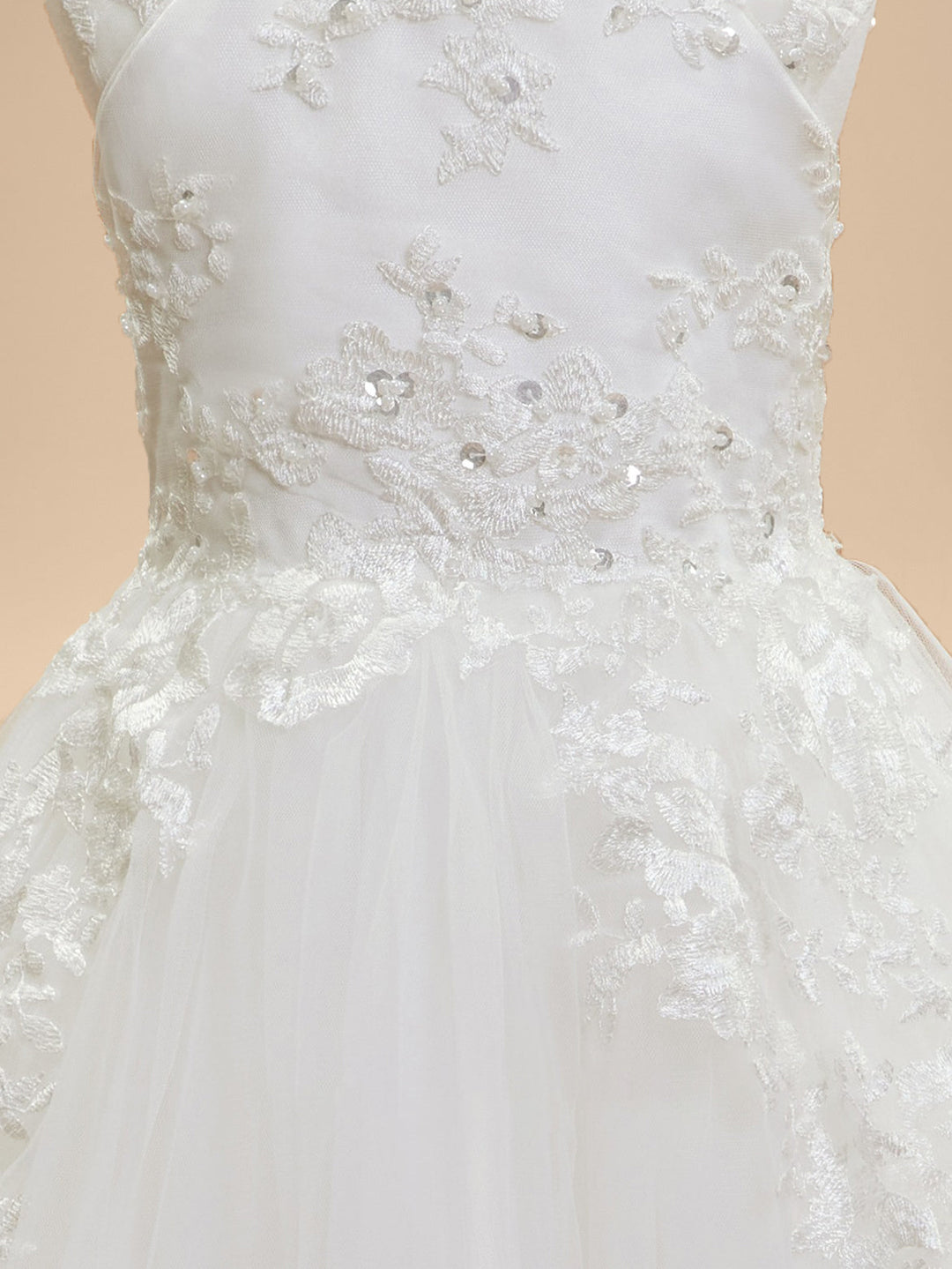 Ball Gown Scoop Neck Sleeveless Knee-Length Flower Girl Dress with Lace Appliques & Bowknot
