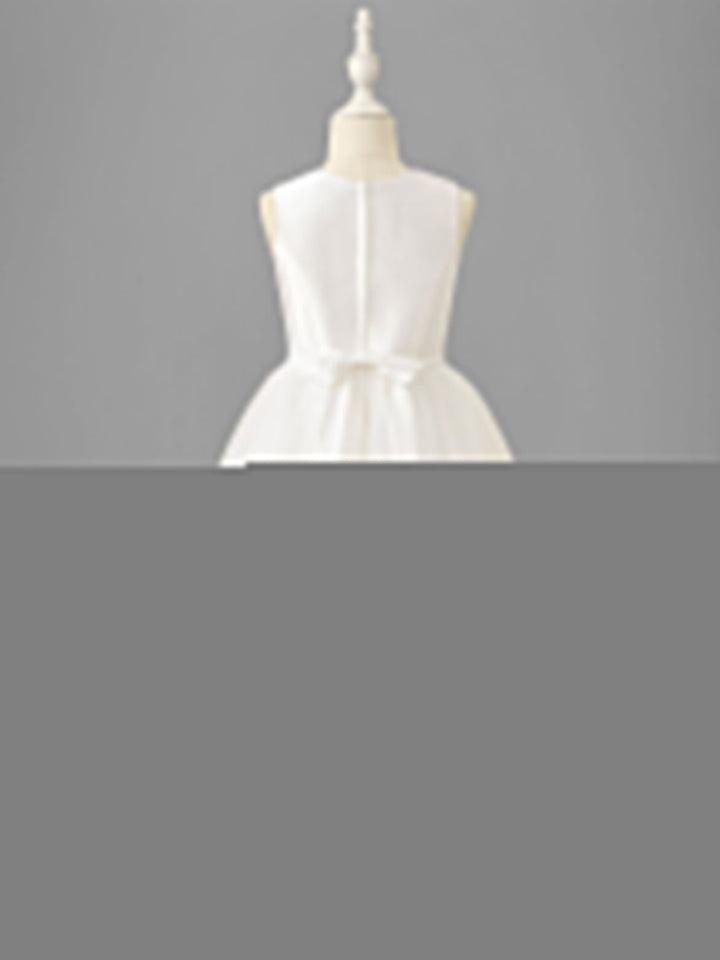 A-Line/Princess Scoop Neck Sleeveless Tea-Length Flower Girl Dress with Bowknot