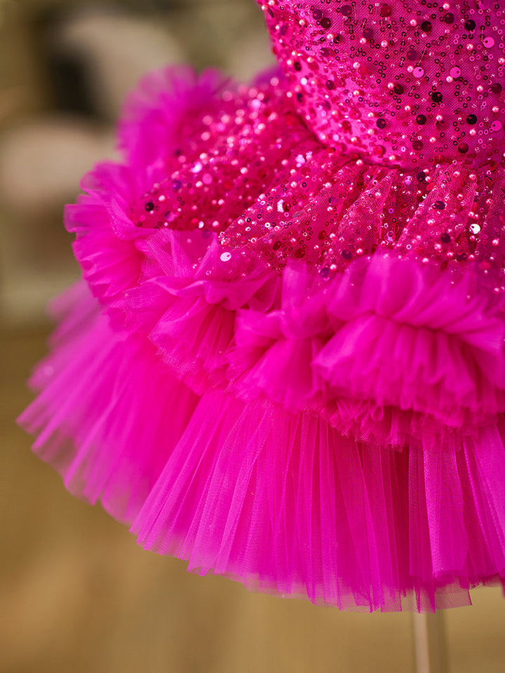 Sequins Tulle Knee-length Baby Girl Dress