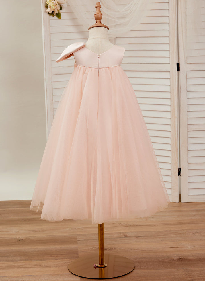 A-line Big Bow Tulle Tea-length Toddler Flower Girl Dress