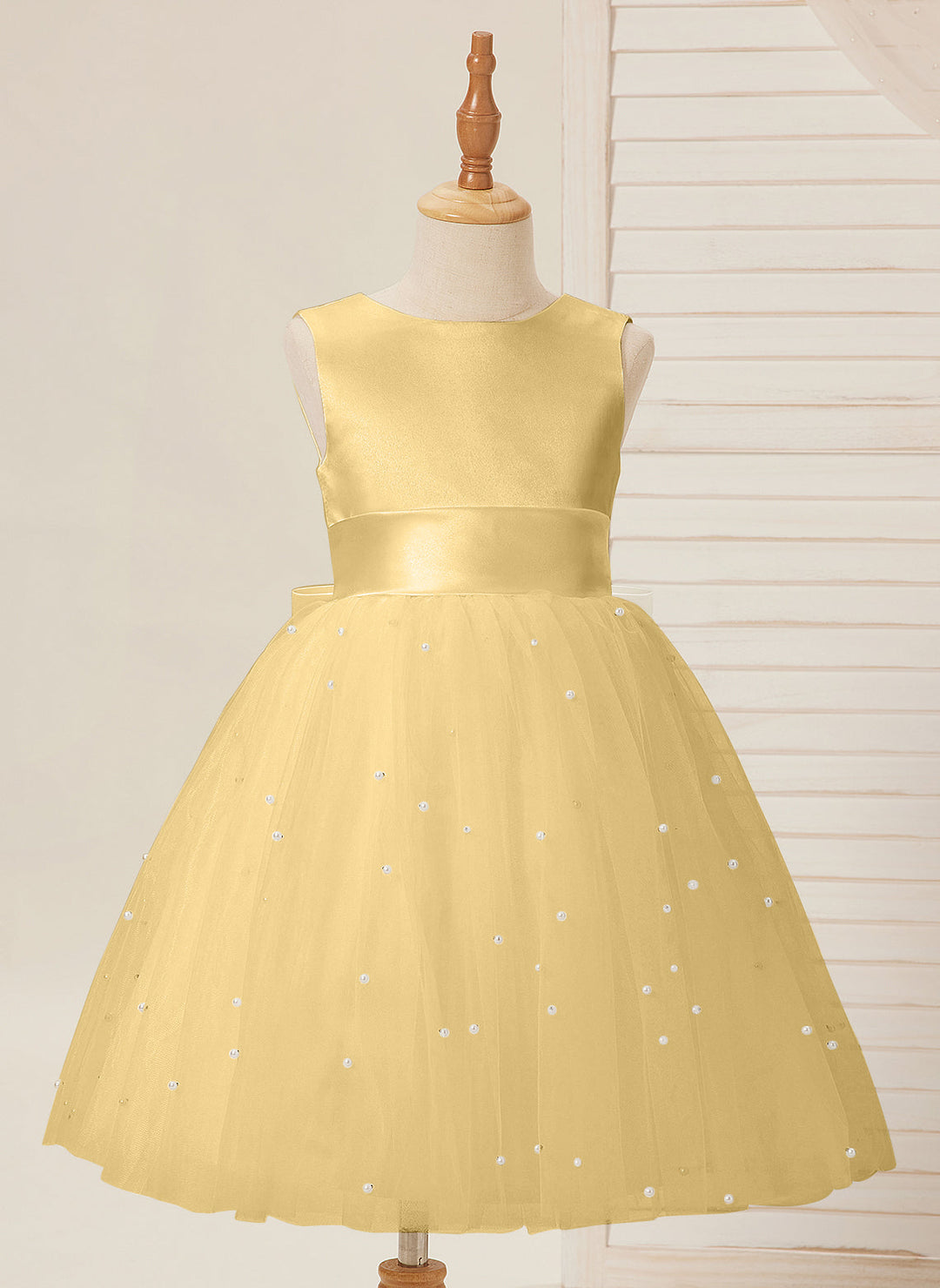 Ball-Gown/Princess Satin Tulle Knee-length Flower Girl Dress