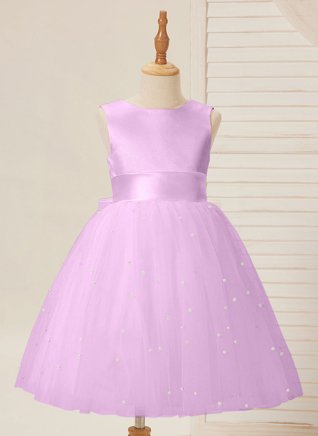 Ball-Gown/Princess Satin Tulle Knee-length Flower Girl Dress