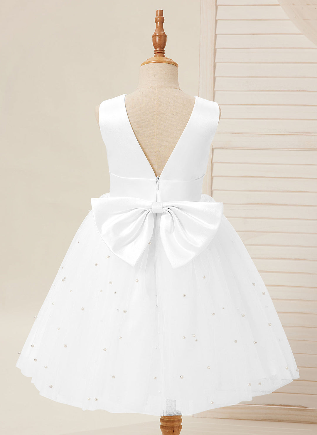 Ball-Gown/Princess Satin Tulle Knee-length Flower Girl Dress