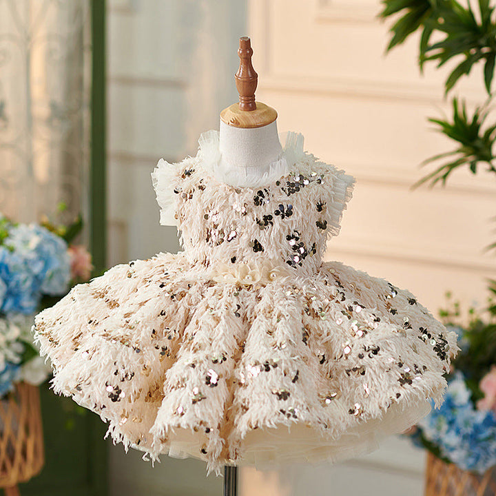 Knee-length Champagne Baby Girl Dress