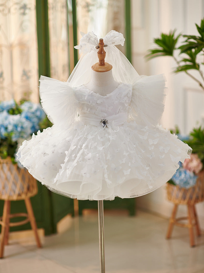 Tulle Knee-length Birthday Party Baby Girl Dress