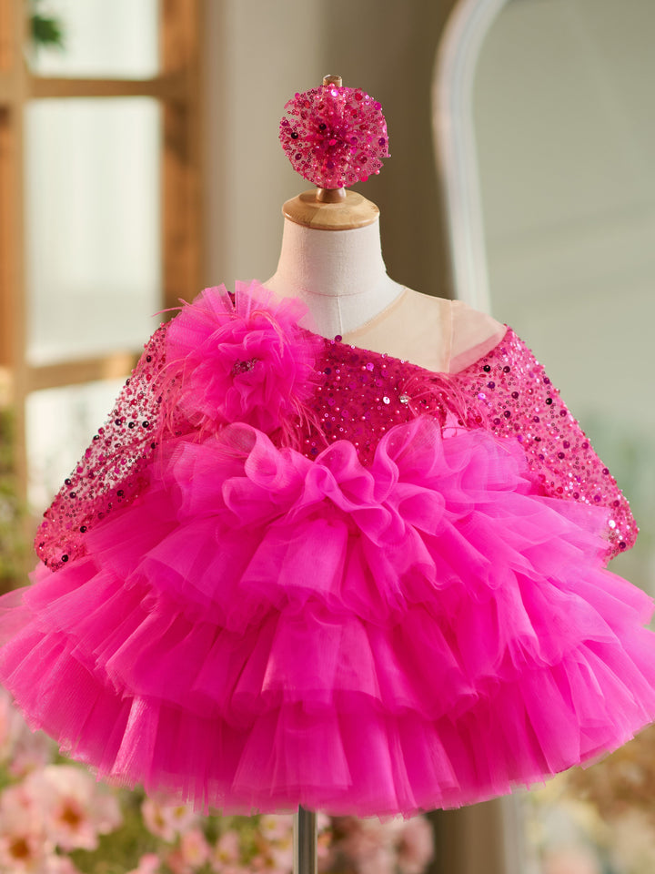 Sequins Tulle Knee-length Baby Girl Dress