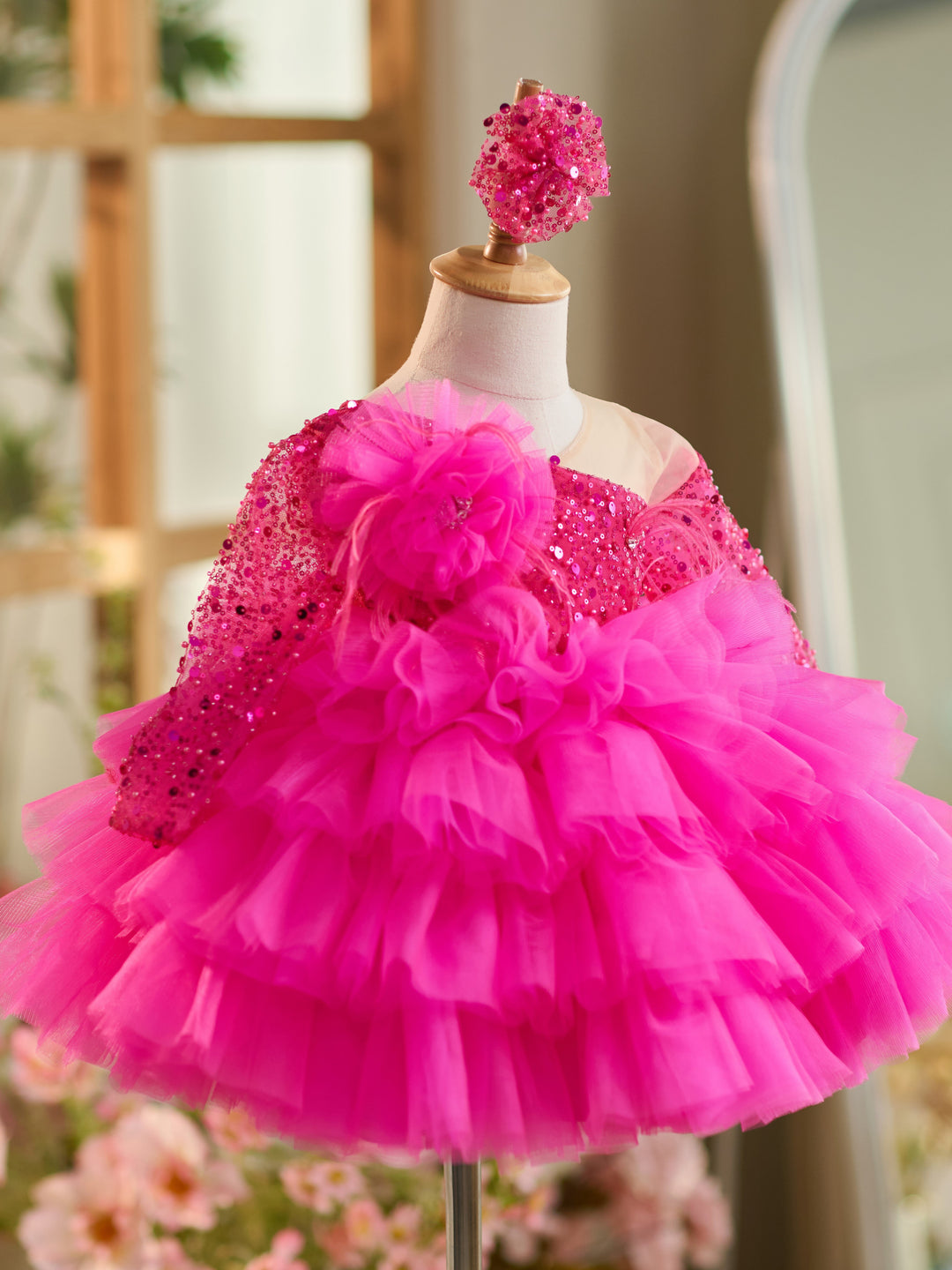 Sequins Tulle Knee-length Baby Girl Dress