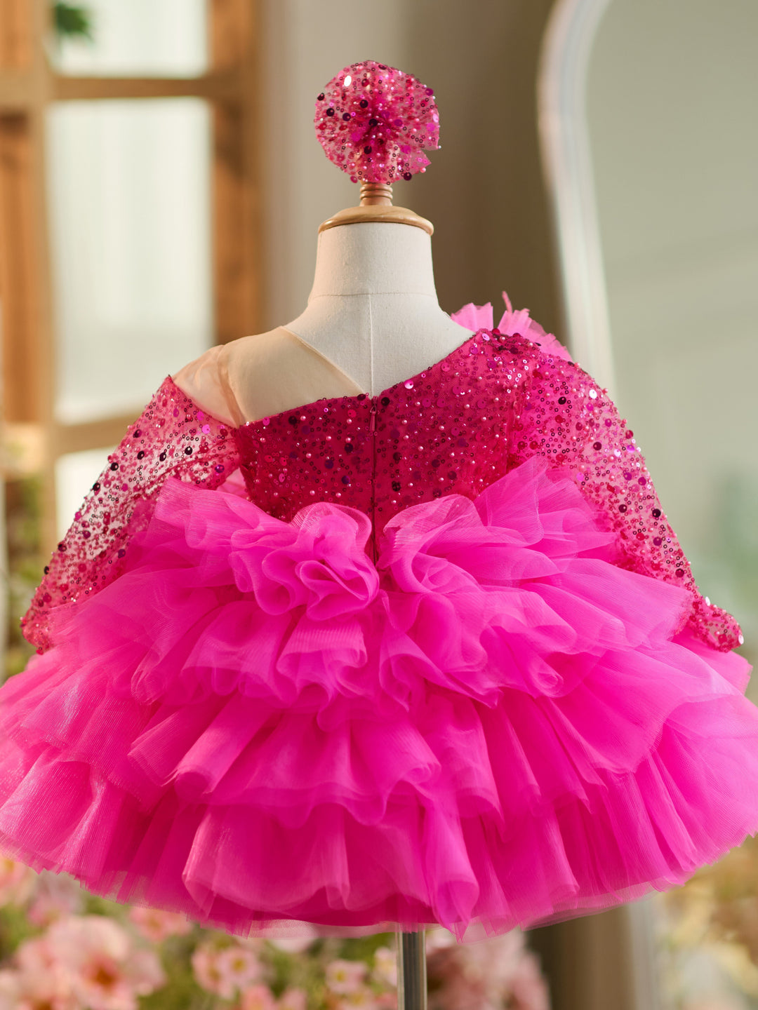 Sequins Tulle Knee-length Baby Girl Dress