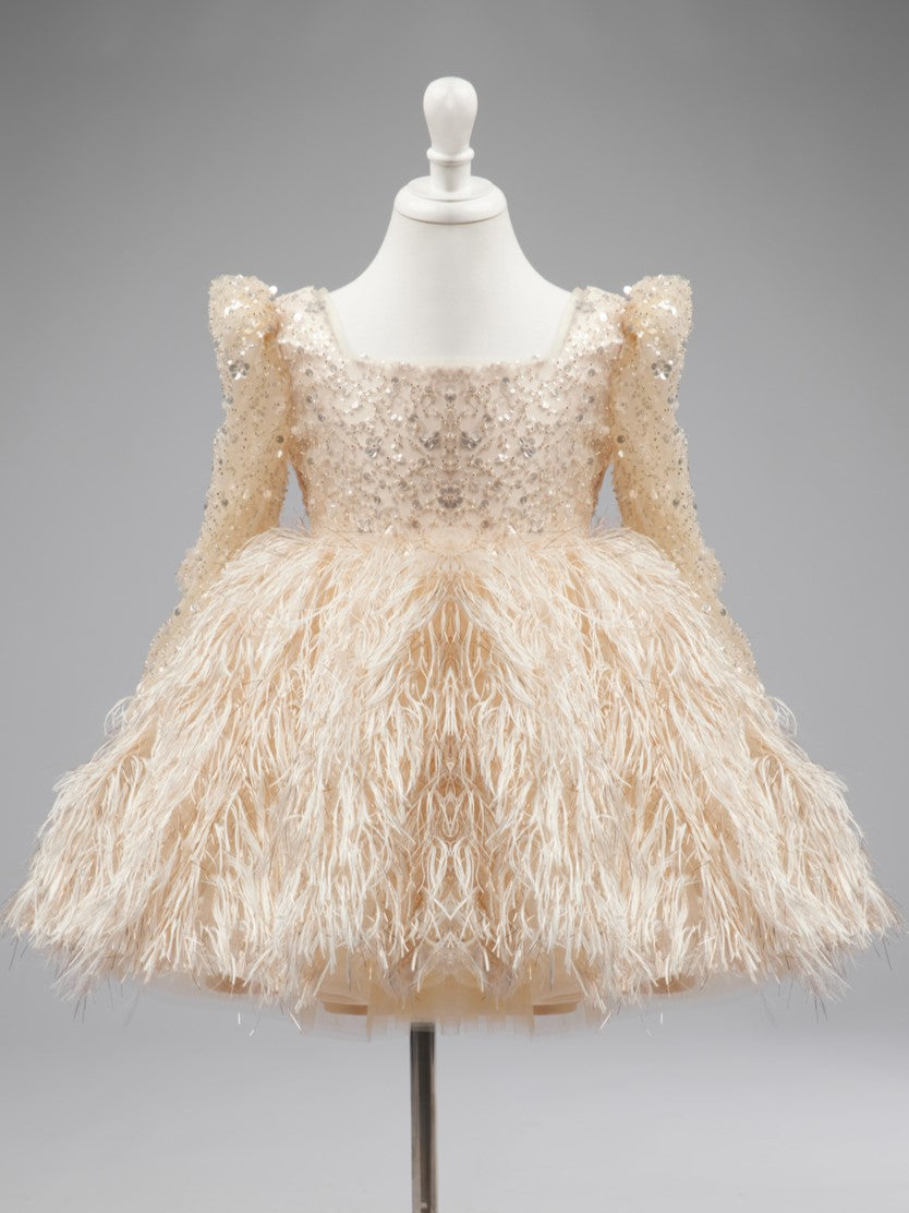 Tulle Knee-length Champagne Girl Dress