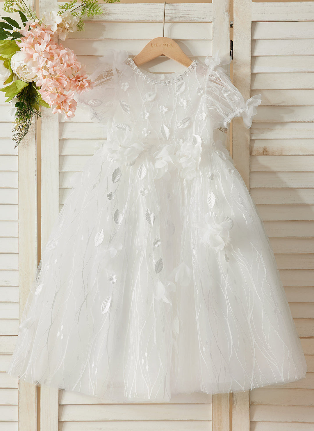 Ball-Gown/Princess Tulle Tea-length White Baby Girl Dress