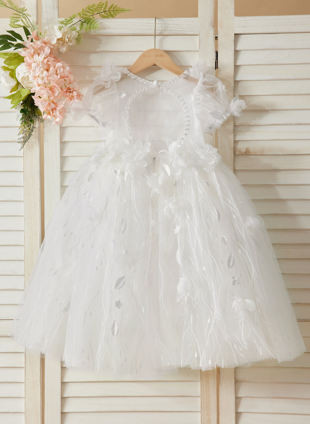 Ball-Gown/Princess Tulle Tea-length White Baby Girl Dress