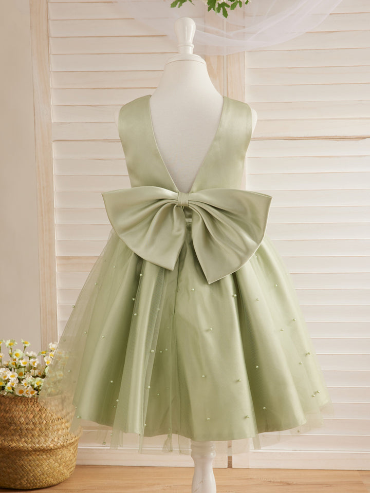 Ball-Gown/Princess Satin Tulle Knee-length Flower Girl Dress