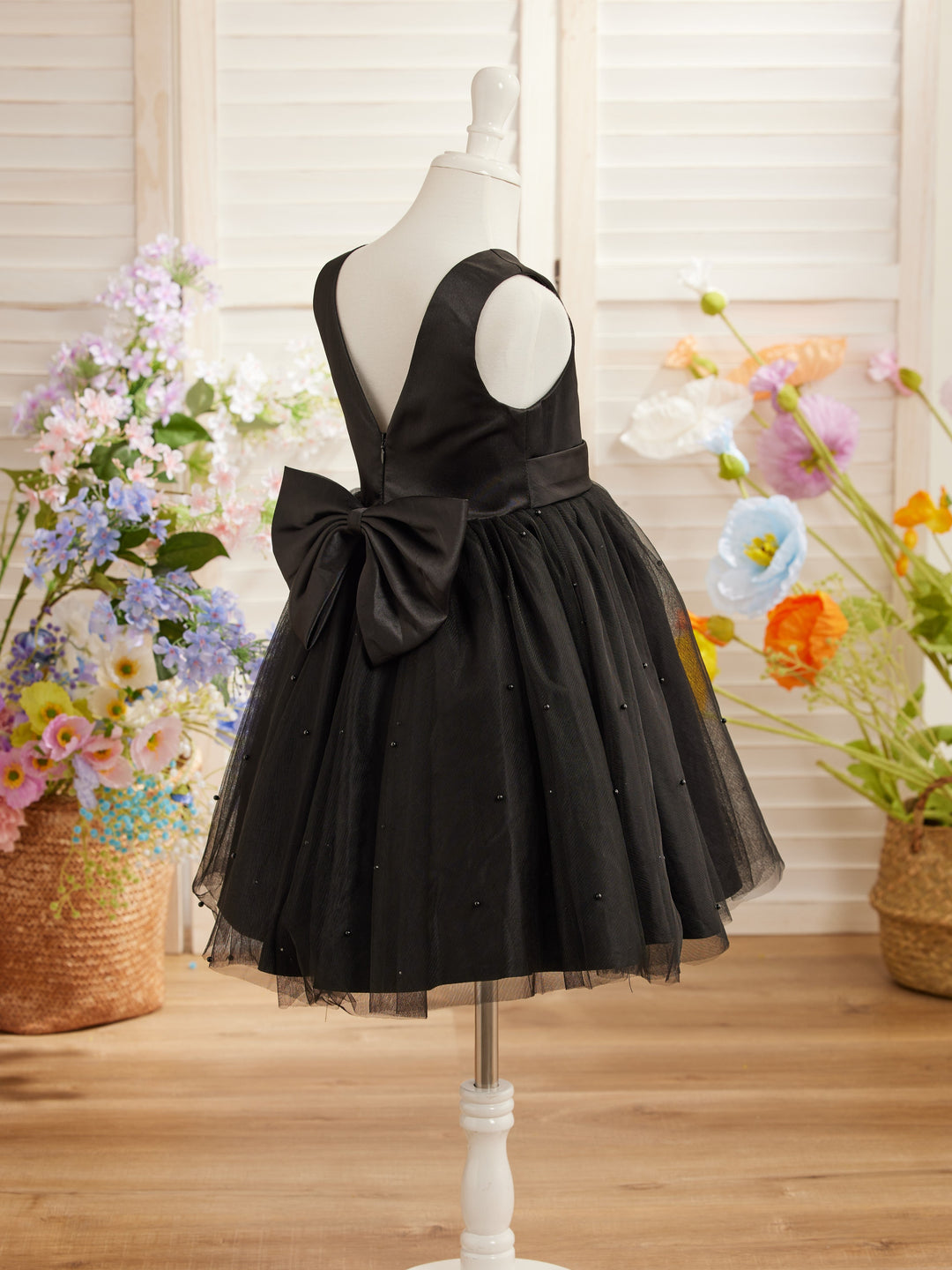 Ball-Gown/Princess Satin Tulle Knee-length Flower Girl Dress