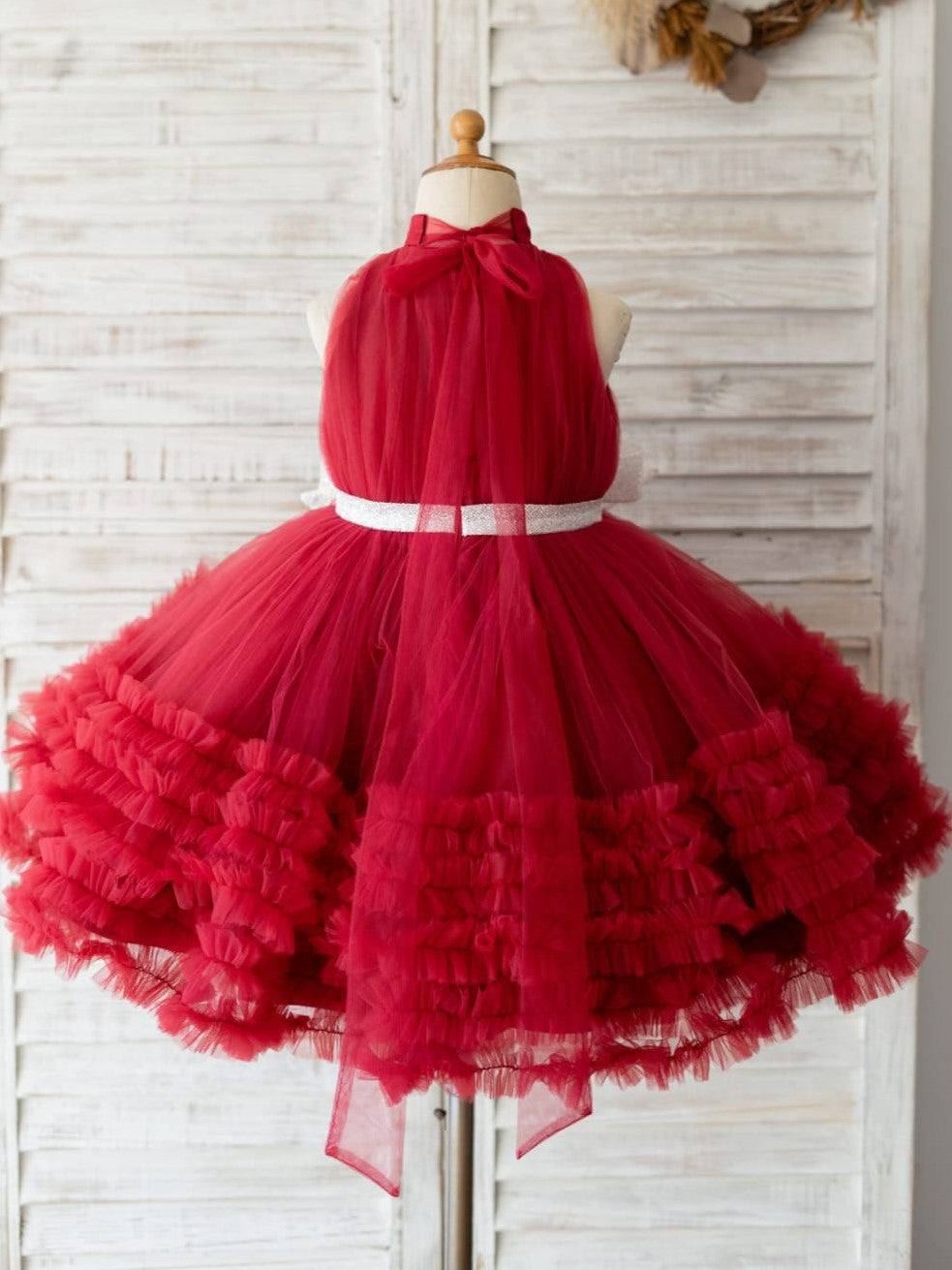 Tulle Knee-length Burgundy Dress