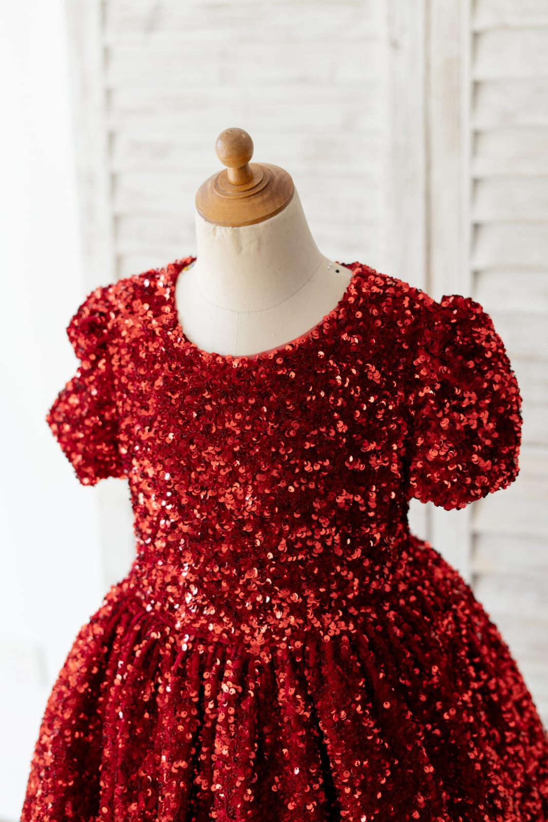 Sequins Velvet Knee-length Burgundy Dress