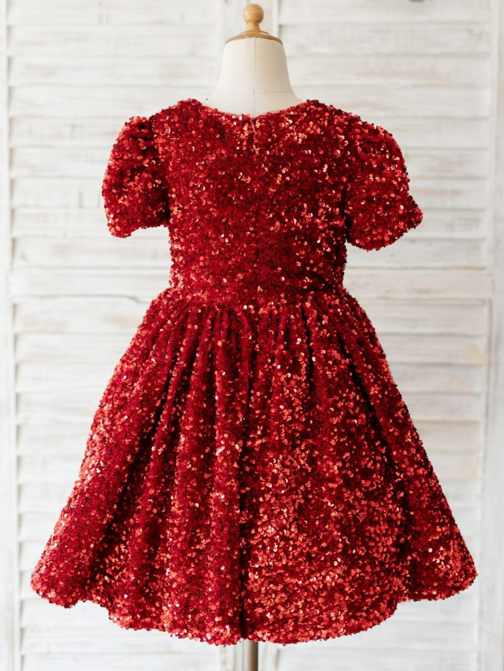 Sequins Velvet Knee-length Burgundy Dress