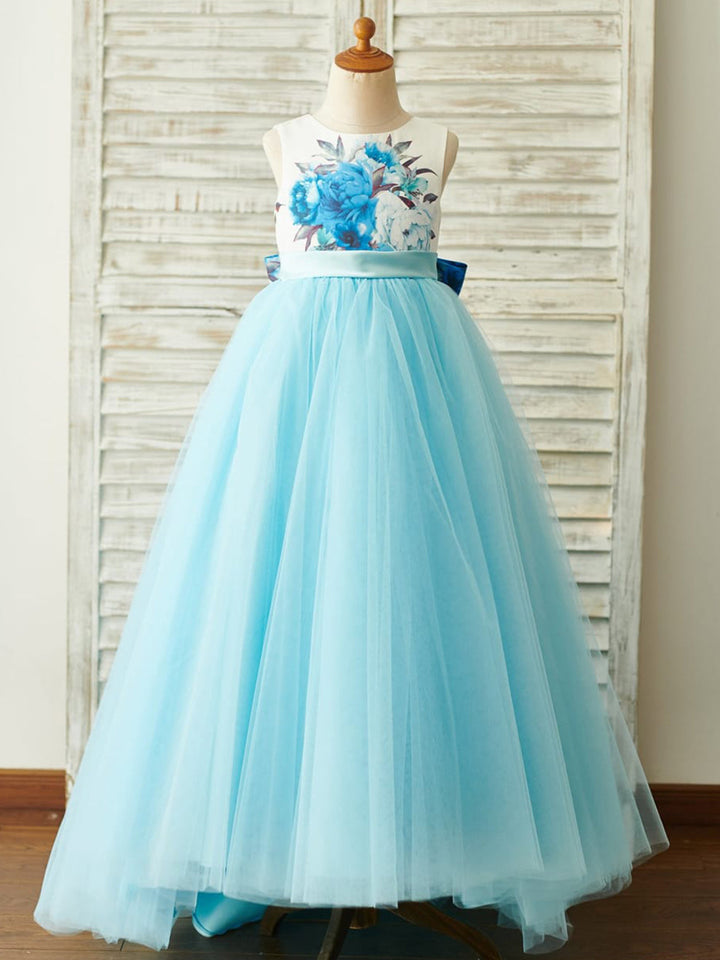 Ball-Gown/Princess Satin Tulle Floor-length Dress