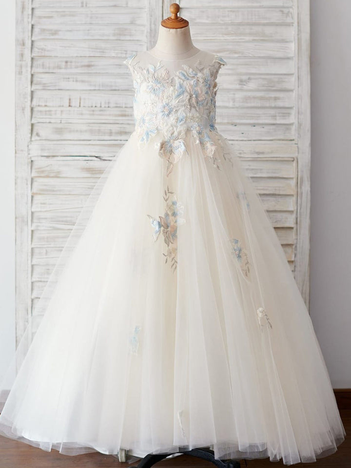 Ball-Gown/Princess Lace Tulle Flower Girl Dress