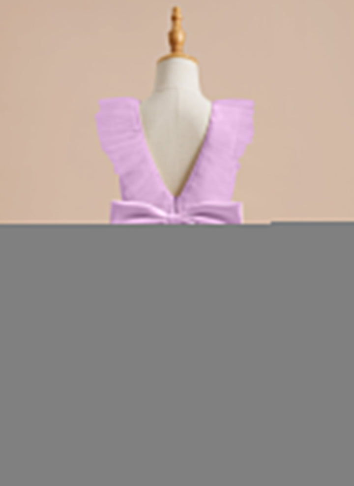 A-line Satin Tulle Knee-length Flower Girl Dress