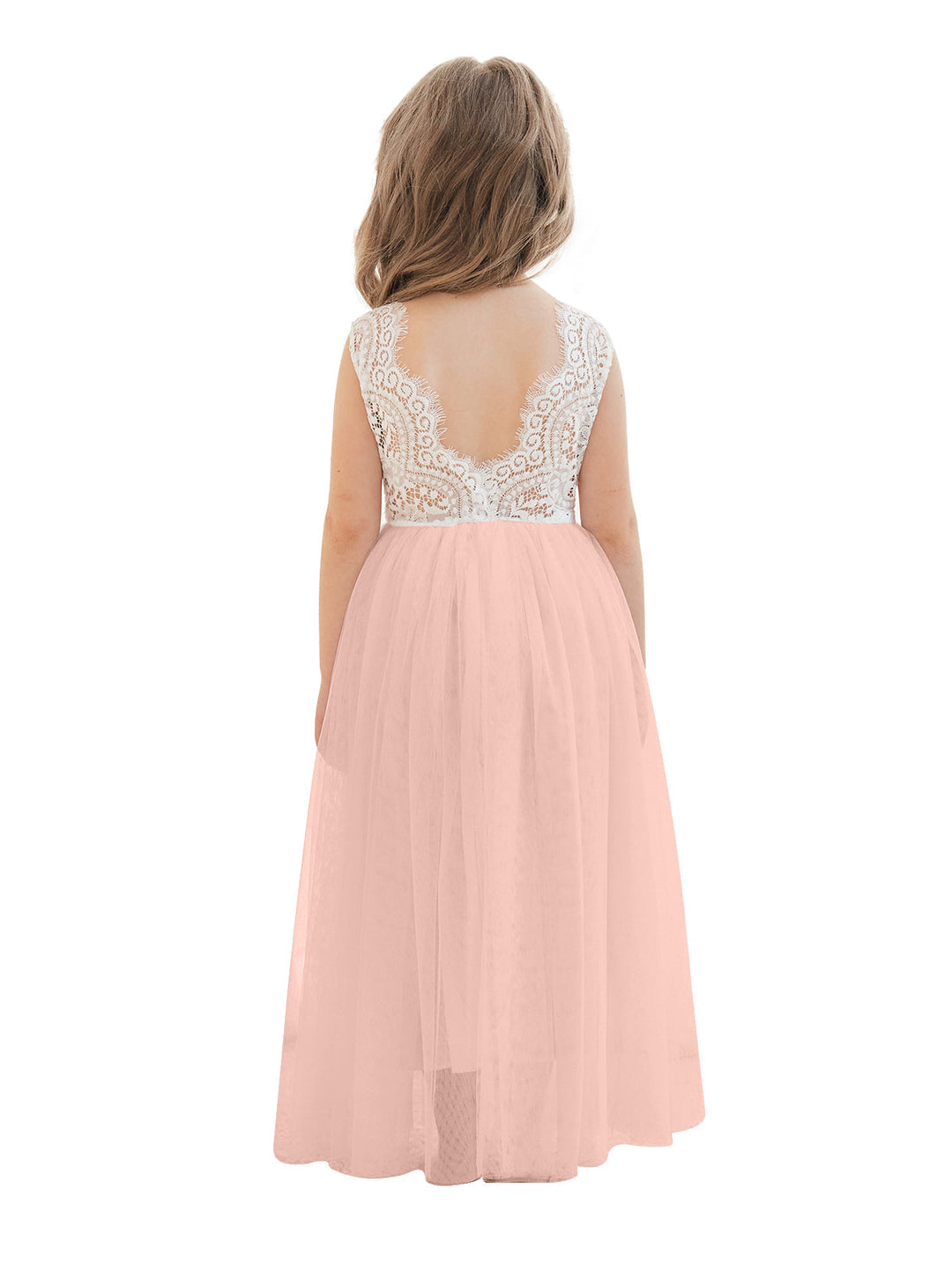 A-line Lace Tulle Ankle-length White Dress