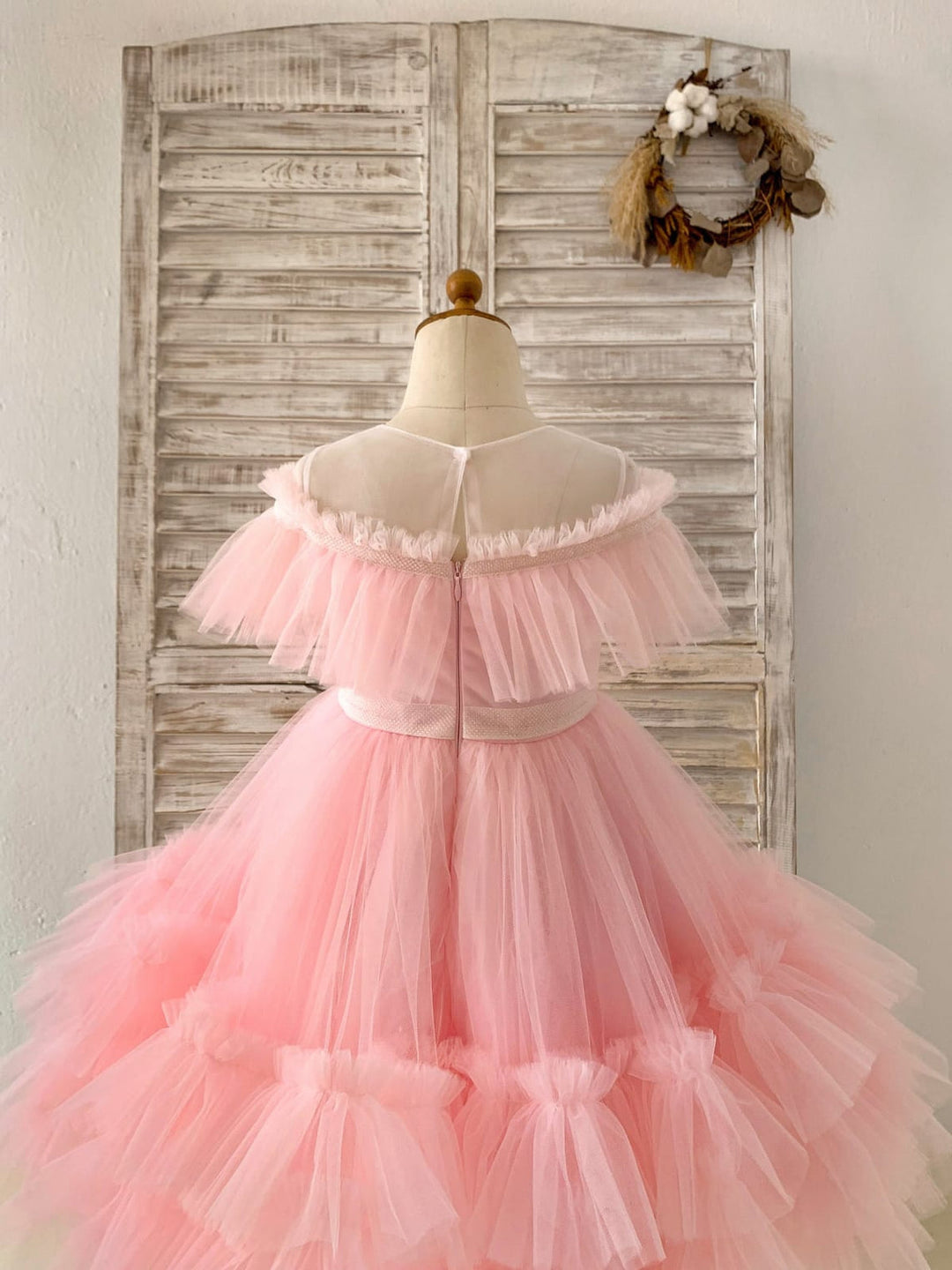 Tulle Knee-length Pink Dress