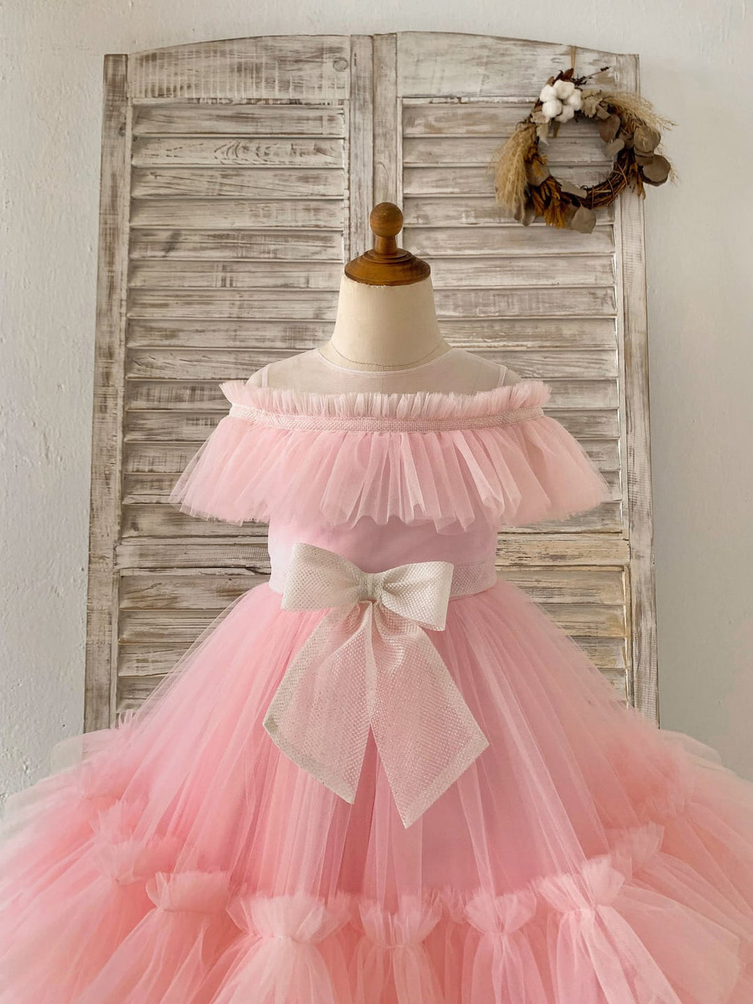 Tulle Knee-length Pink Dress