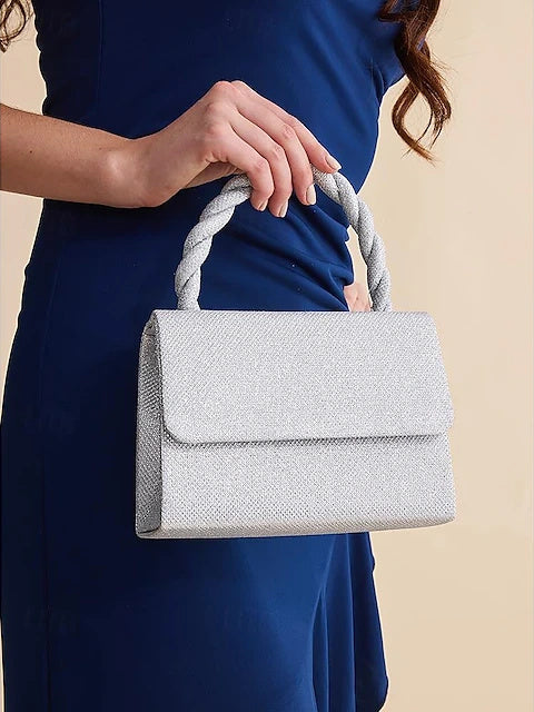 Polyester Multi Carry Solid Colour Chain Knot Design Evening Bags