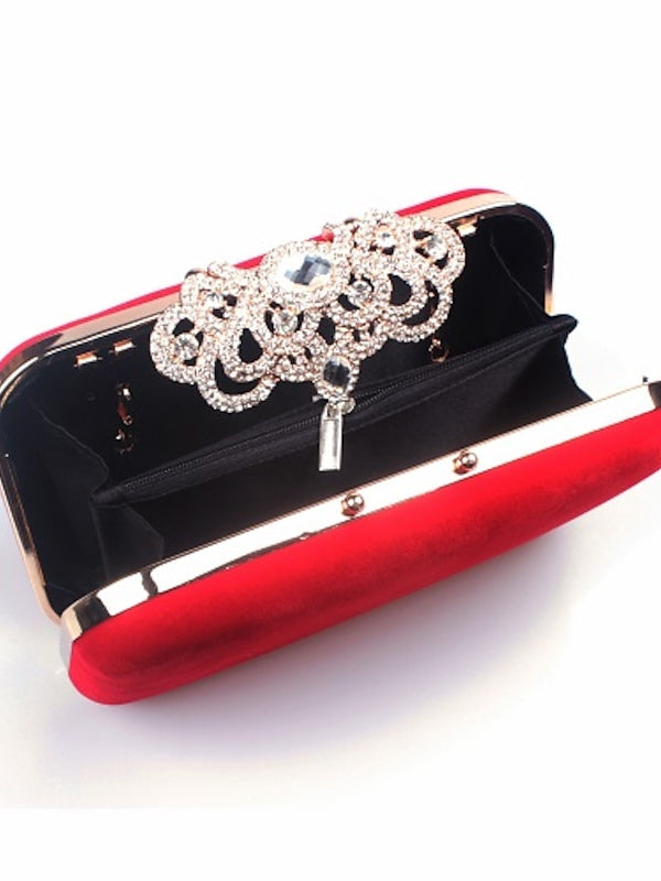 Velvet Wedding Party Rhinestone Clutch Bags