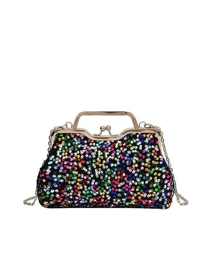 Synthetic Large Capacity Anti-Dust Solid Colour Sequin Clutch Bags