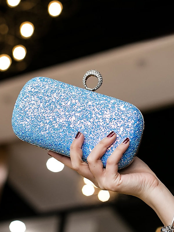 PU Leather Lightweight Large Capacity Durable Solid Colour Rhinestone Clutch Bags